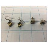 2 Pairs of Sterling Earrings Amethyst & Peridot