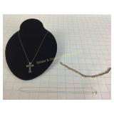 Sterling Bracelet 8" L  & Cross Necklace