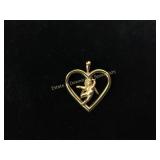 14K Cupid Heart Pendant 2.2 Grams Total Weight