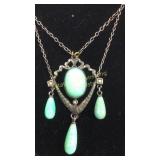 Sterling Silver Natural Green Stone Pendant