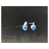 Pair of Sterling Blue Agate Earrings