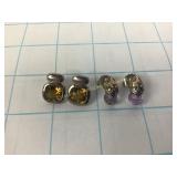 2 Pairs of Sterling Earrings Amethyst & Citrine