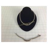 18K & Sterling Necklace & Bracelet Semi-Precious