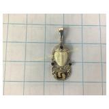 Sajen Sterling Pendant Carved Face 3.75" H