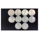 10- 1940s Walking Liberty Silver Half Dollars #1