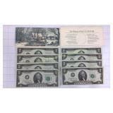 8 Crisp $2 Bills 1976
