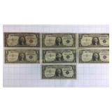 2 1935 & 5 1957 Series U.S. One Dollar Bills