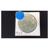 1922 Silver Peace Dollar in Coin Holder