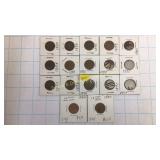 17 Indian Head Pennies 1883-1901