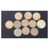 1906 Indian Head Penny, 9 Lincoln Wheat Pennies +