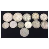 12 Foreign Silver Coins Philippines & Canada