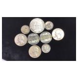 9 U.S. Silver Coins Half Dollar, Quarters & Dimes