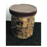 Jar of US Wheat Pennies 9.5 lbs Total Weight
