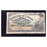 1900 Canadian 25 Cents Paper Currency