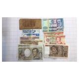 Paper Currency of Egypt, Peru, Belize & France