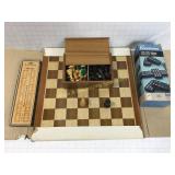 NICE Wood Chess Set Dominoes Cribbage