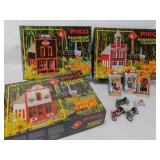 G Scale Harley Davidson & 3 PIKO Buildings