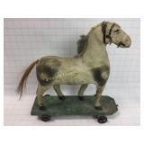 Antique Paper Mache Pull Horse Toy