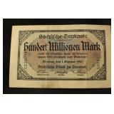 1924 German 100 Millionen Mark - Hyper Inflation