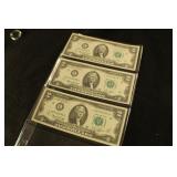 Lot of 3 1976 Two Dollar Notes