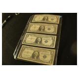 Lot of 4 1957 One Dollar Silver Certificates