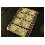 Lot of 4 One Dollar Silver Certificates