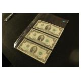 Lot of 3 Two Dollar Notes