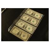 Lot of 4 - One Dollar Bank Notes