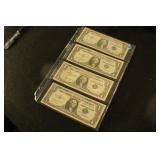 Lot of 4-One Dollar Silver Certificates