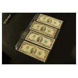 Lot of 4 - Two Dollar Bank Notes