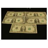 Lot of 5 - One Dollar Star Notes