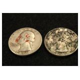 Lot of 2 Washington Silver Quarters 1946 & 1964