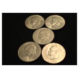 Lot of 5 Eisenhower Dollars