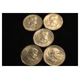 Lot of 5 1979 Susan B Anthony Dollars