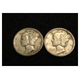 Lot of 2 Mercury Silver Dimes