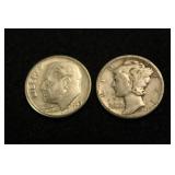 Lot of 2 Silver Dimes