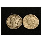 Lot of 2 Mercury Silver Dimes