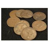 Lot of 9 Mixed Date British Pennies