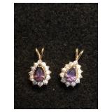 Lot of 2 - .925 Silver Pendants with Lavender