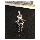 .925  Silver Child Pendant Blue Stone