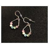.925 Silver Earrings with Multi-Colored Beads