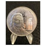 .925 1oz Silver Round Button Gwinnett