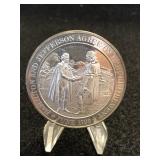 .925 1oz Silver Round Hamilton and Jefferson