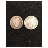 Lot of 2 Barber Silver Dimes