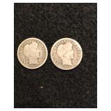 Lot of 2 Barber Silver Dimes