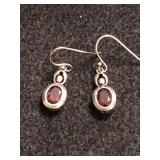 Garnet -  Silver Earrings