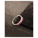 .925 Silver Ring with Rubies - Sz 9