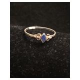 Small Silver Ring with Tiny Lapis Set -