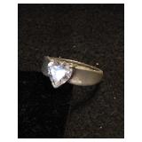 ,925 Silver Ring with Large Heart CZ Size 8
