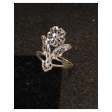 .925 Silver Floral Filigree Ring - Sz 8